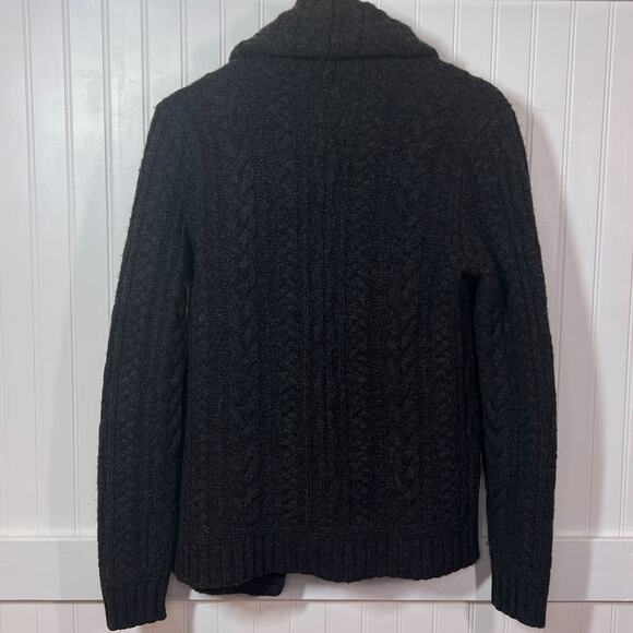 Ralph Lauren Rugby Dark Gray Cable Knit Shawl Collar Cardigan Sweater Chunky S - Picture 3 of 8
